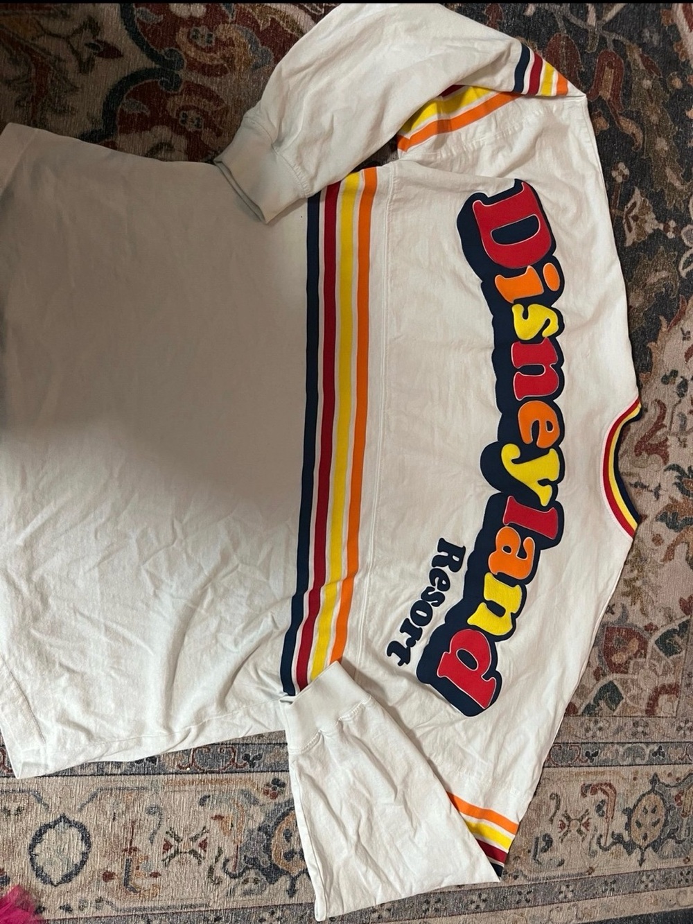Adult Disney White Long-Sleeve Retro Stripe Tee